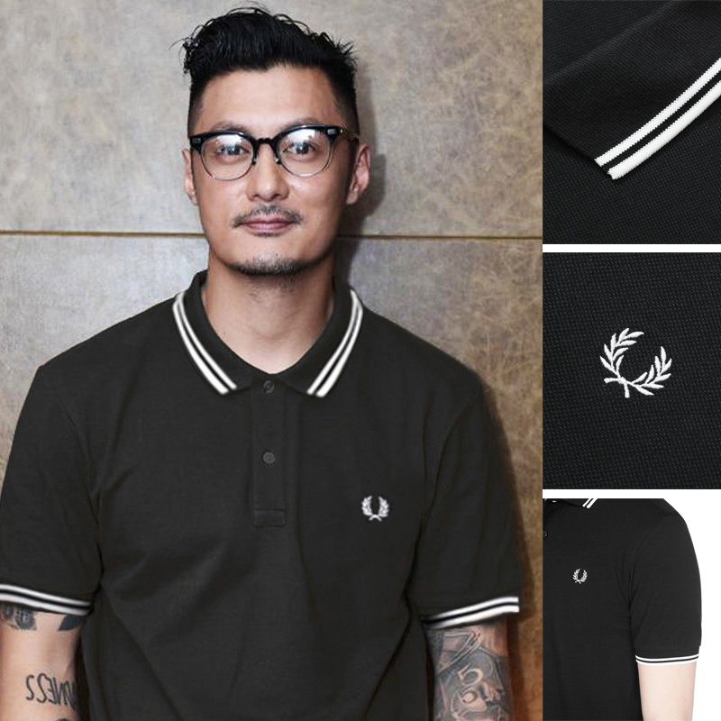 FP新款麦穗翻领刺绣polo衫纯棉男士商务休闲修身版潮流短袖T夏季