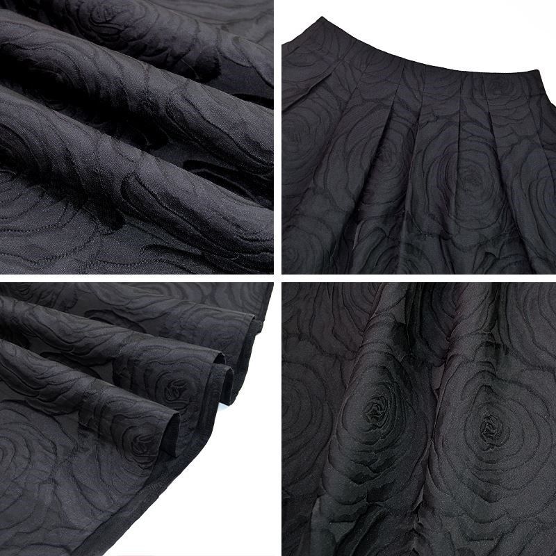 春秋赫本风蓬蓬裙2021遮胯大摆裙高腰复古伞裙a字半身裙秋冬长裙