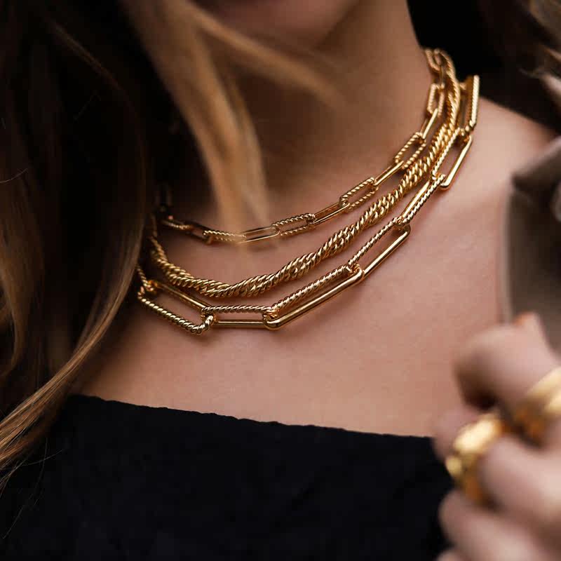 missoma金色粗条锁链项链优雅时尚精致项链