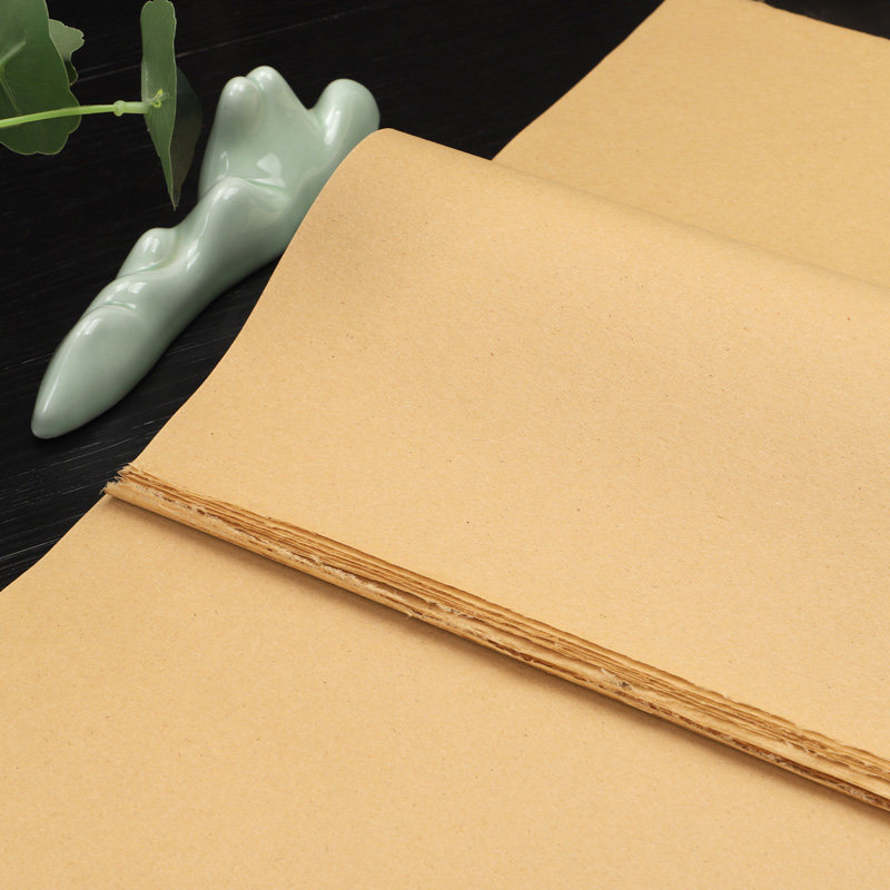 锦福仿古50张76cm半生小学生毛笔国画黄色宣纸毛边纸