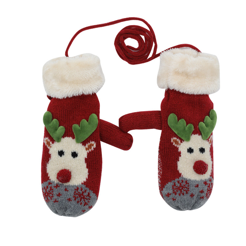 圣诞手套冬天女士可爱爱加加厚保暖冬季学生手套