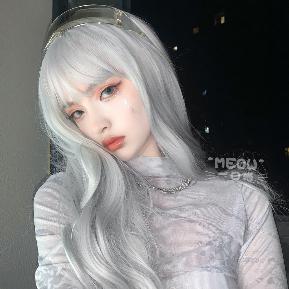 假发长发少女可爱白色长卷卷发lolita网红发套日常整顶假发