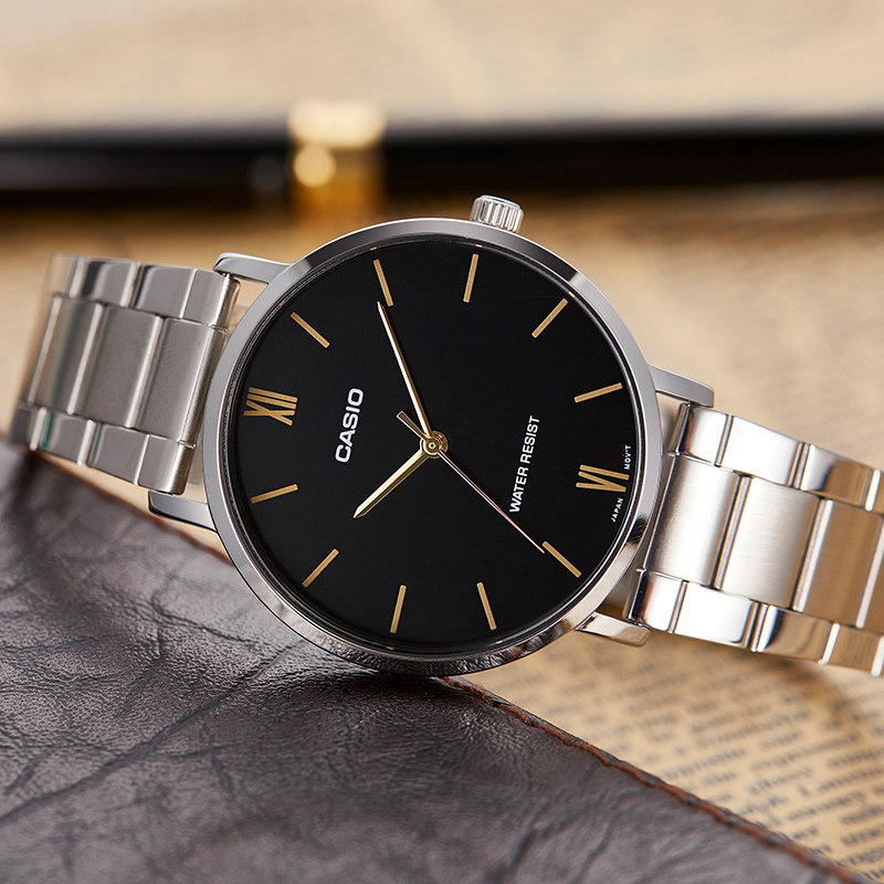 海外直邮卡西欧手表时尚简约复古防水情侣石英表ltpvt01d1b日韩腕表