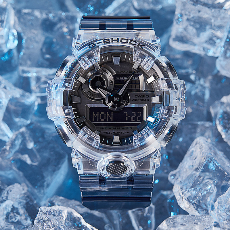 casio卡西欧手表男女防水运动时尚尚炫酷冰透明日韩腕表