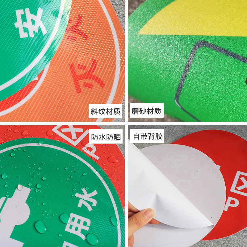 通道物流圆形耐磨标志指引标示参观地标疏散标志牌