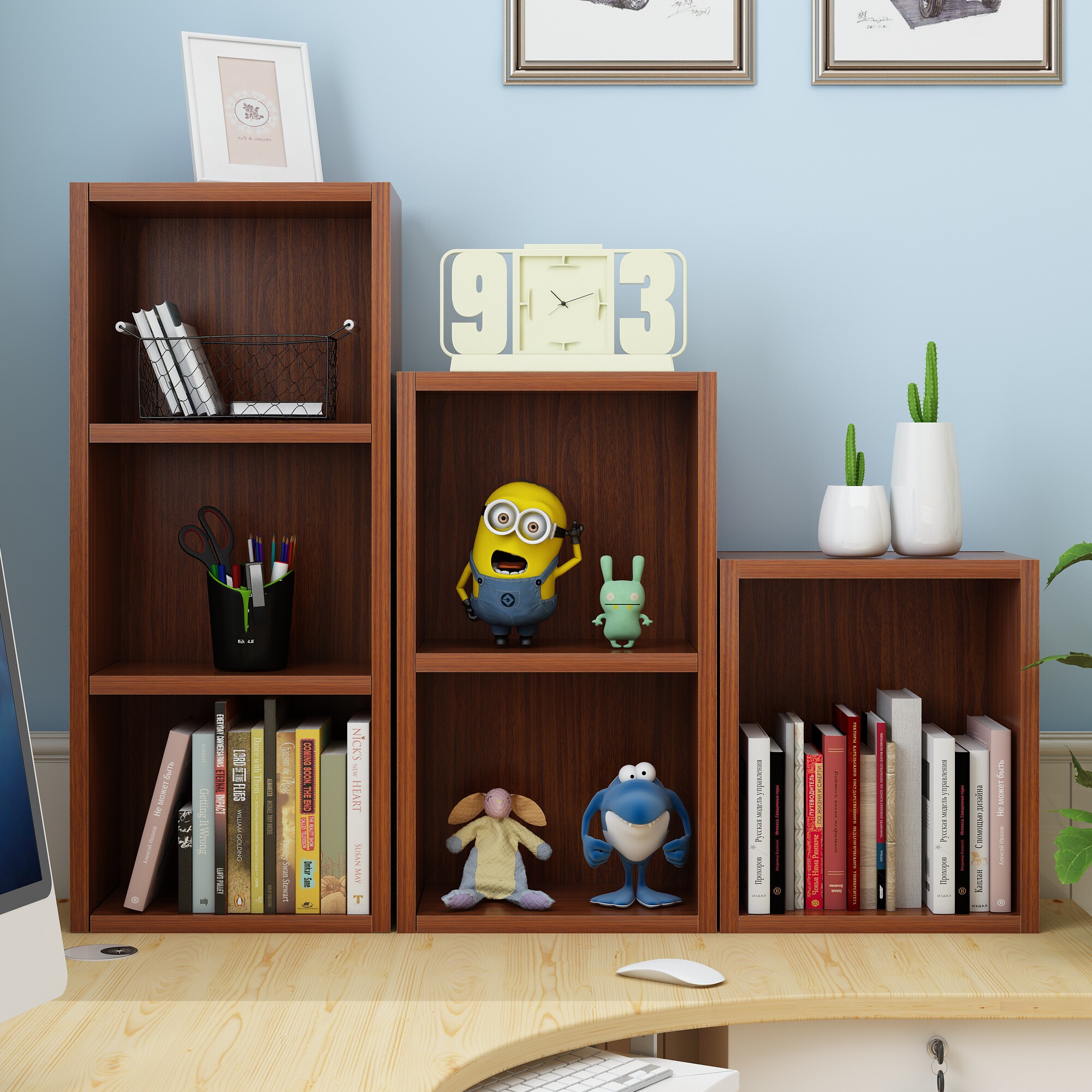 简易摆件小书桌上办公桌办公收纳宿舍书架置物架书架