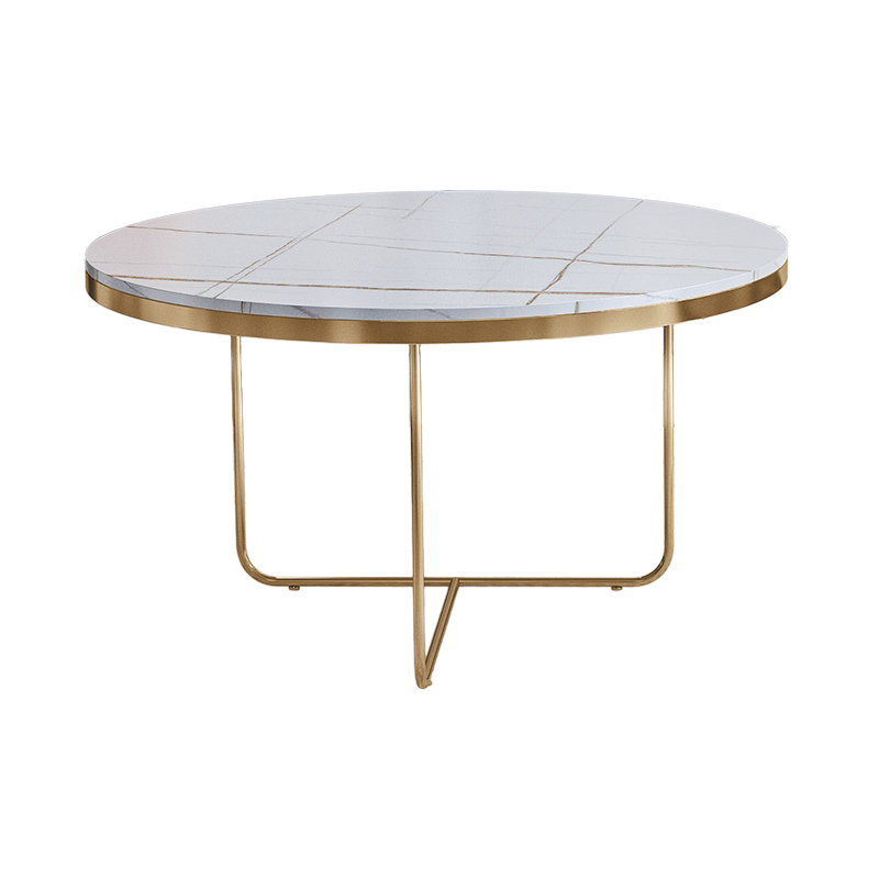 茶几意式轻奢岩板圆形茶桌大理石简约客厅家用茶几