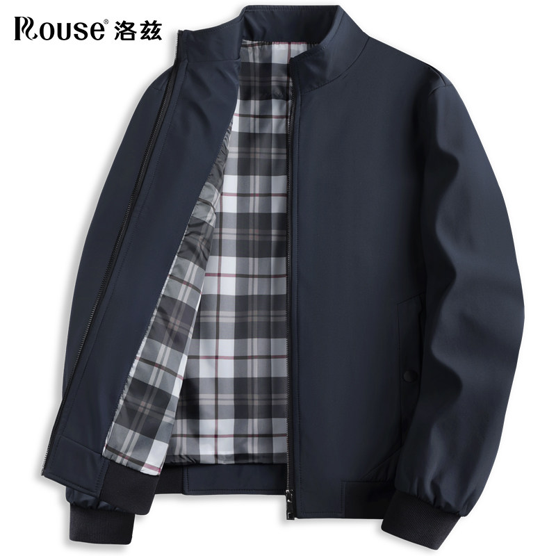 洛兹男装立领夹克2023春季新款纯色防风男士夹克