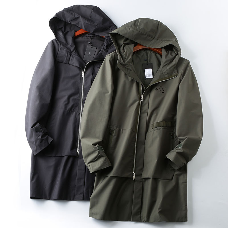 超值捡漏！外贸牛货！春秋户外防风防水口袋连帽中长款风衣外套男