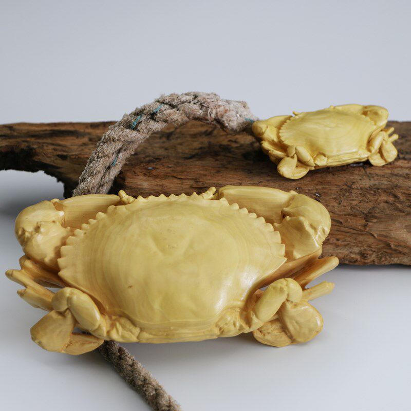 黄杨木雕螃蟹手把实木雕刻工艺送礼文玩男士木雕