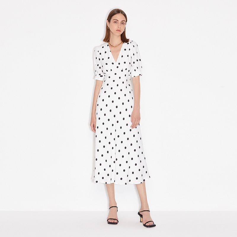 ochirly欧时力新款夏装波点泡泡法式连衣裙1nc2087980连衣裙