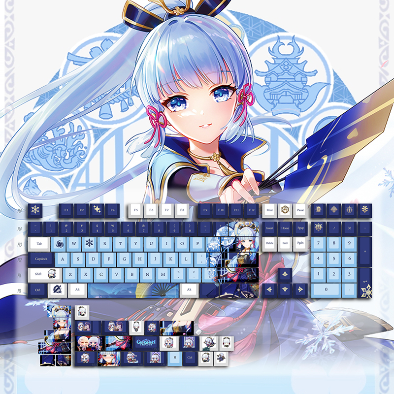 原神键帽甘雨刻晴动漫二次元樱桃cherrypbt五面热升华机械键盘