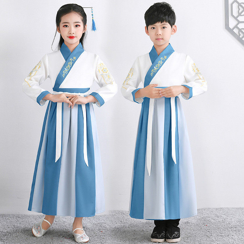儿童古装国学汉服三字经男女书童襦裙中华孝道民族服装