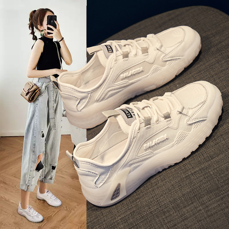 运动鞋女2022年夏季新款老爹鞋ins潮网面透气运动休闲小白鞋单鞋
