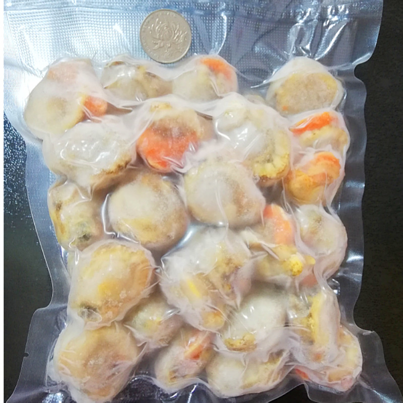 扇贝肉新鲜冷冻大号带黄500g原汁新鲜海鲜水产冻货速冻