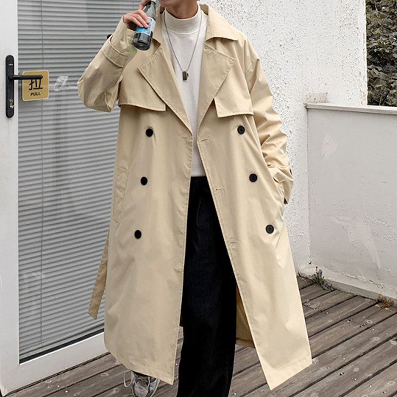 秋冬季中长风衣男士潮流学生帅气休闲大衣港风风衣