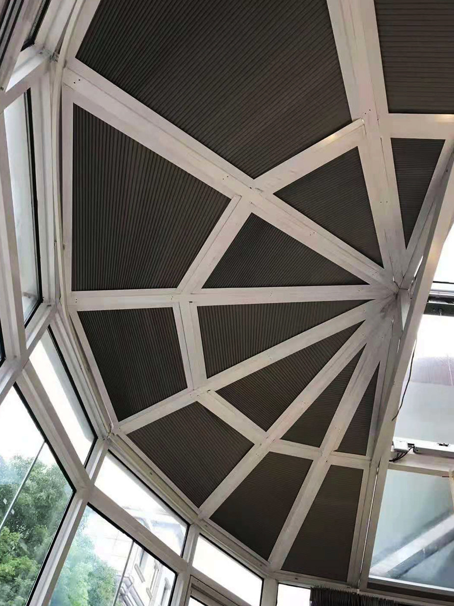 阳光房遮阳顶帘电动蜂巢帘玻璃房顶全遮光隔热防晒神器天窗蜂窝帘
