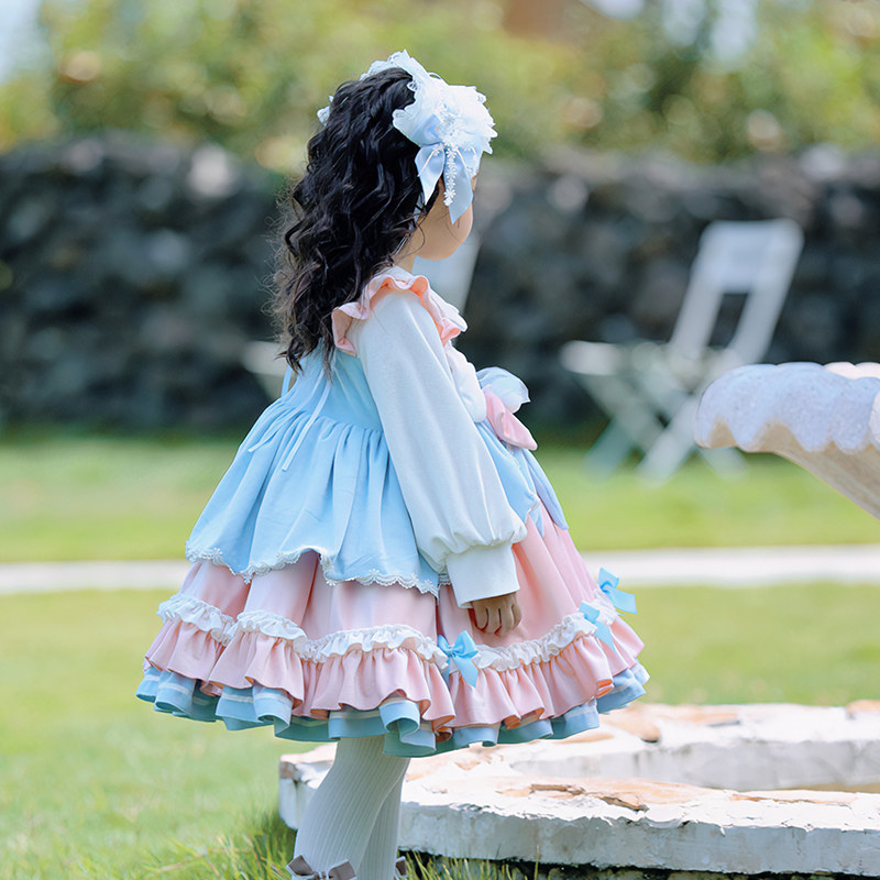 连衣裙枝芽童装儿童小女孩洋气洛丽塔2022冬季新款连衣裙