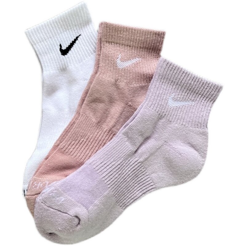 nike耐克袜子彩色新款中高筒男女同款毛巾底运动袜压缩袜一组三双