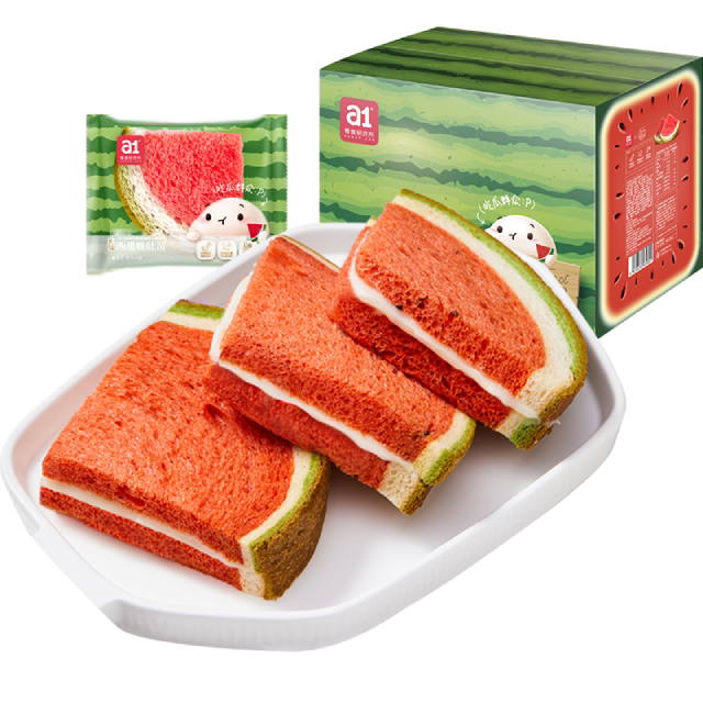 【包邮】a1西瓜吐司1箱儿童学生早餐食品休闲三明治零食夹心面包_爱购