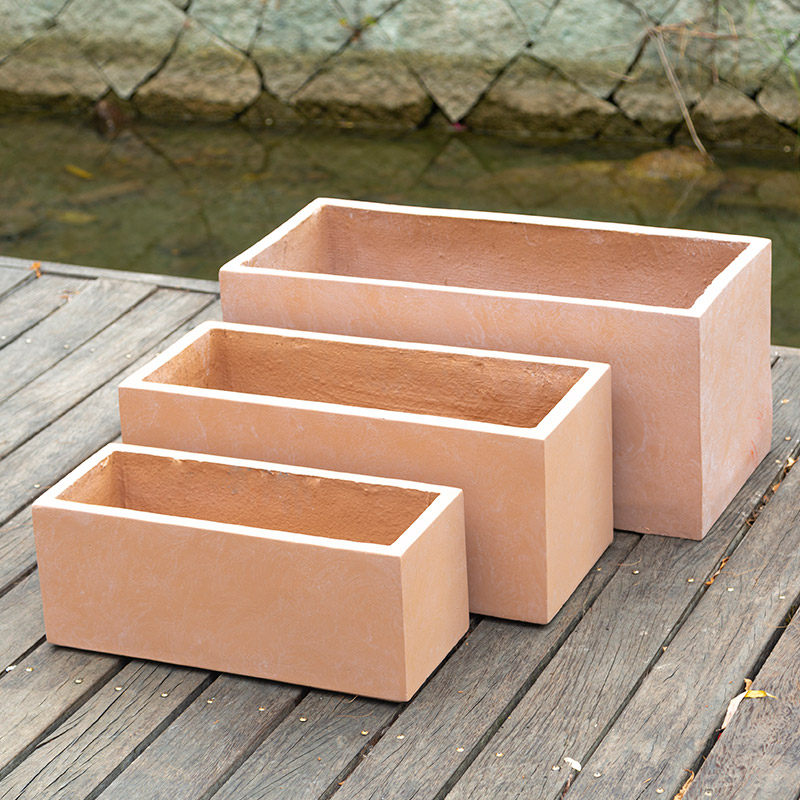 玄之祥石水泥花盆长方形特大号长条花箱简约户外花盆