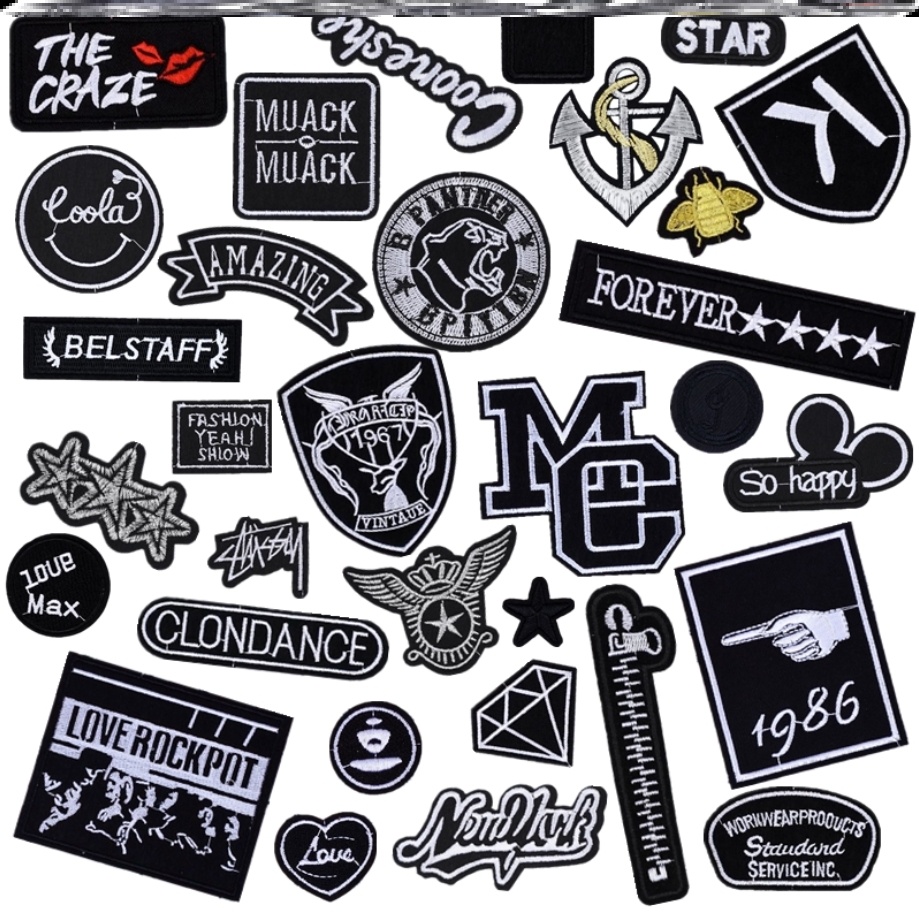 布可缝logo防水裤子刺绣衣服标签