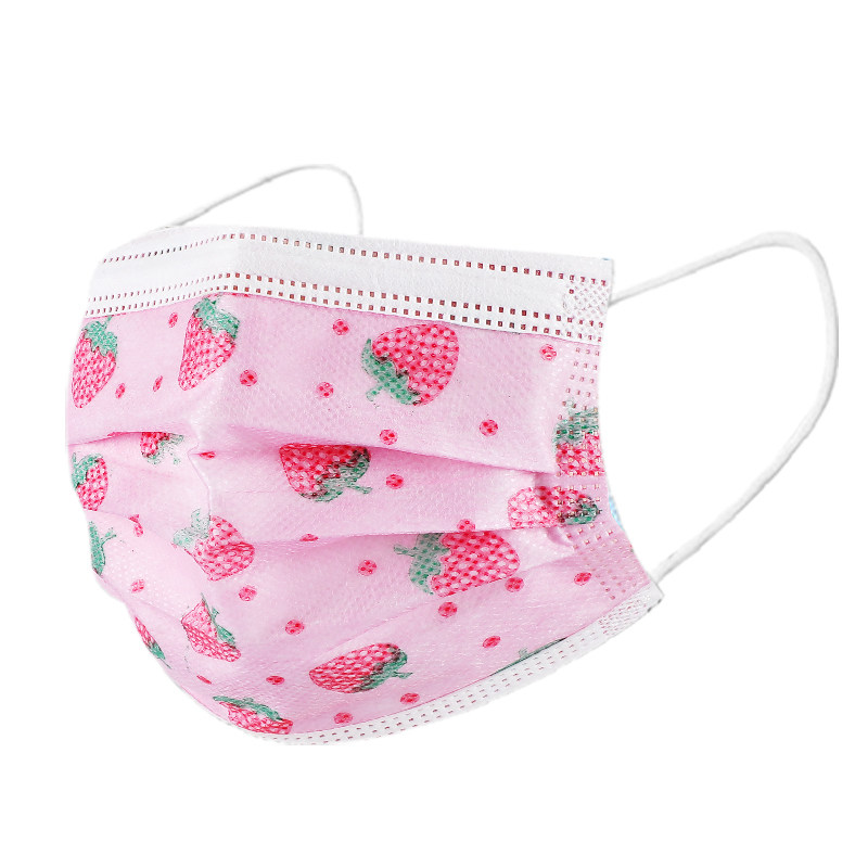 草莓儿童一次性普通口罩防护12岁卡通可爱透气口罩