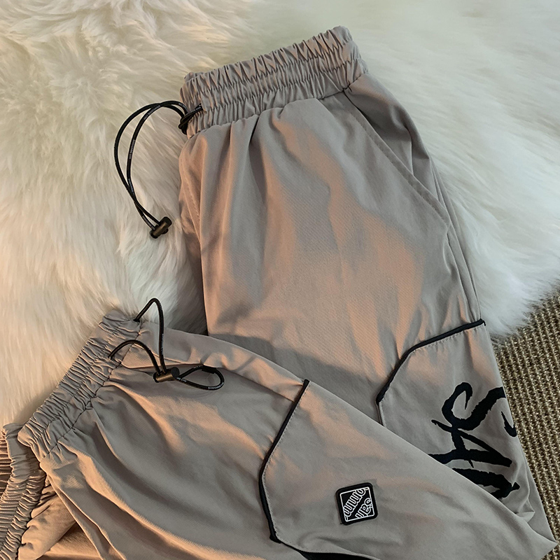 夏季ins美式嘻哈男女运动裤潮牌街头宽松阔腿休闲百搭工装束脚裤