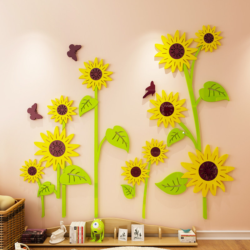 向日葵亚克力3d立体墙贴儿童房间客厅背景墙幼儿园墙贴