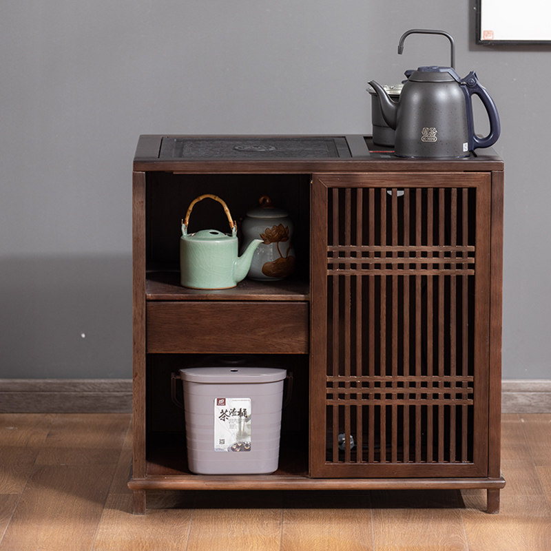 实木茶水水柜家用滑行推拉门抽屉多功能一体泡茶茶道