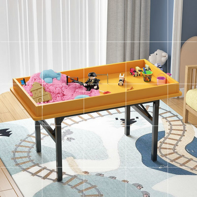 桌椅折叠太空沙桌塑料幼儿园凹槽桌游建构