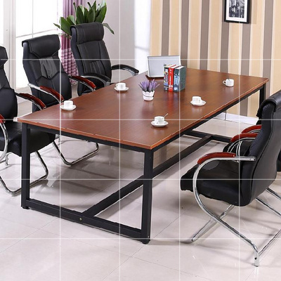 会议桌黑色六人现代集体办公室办公桌房产中介接待会议会议桌