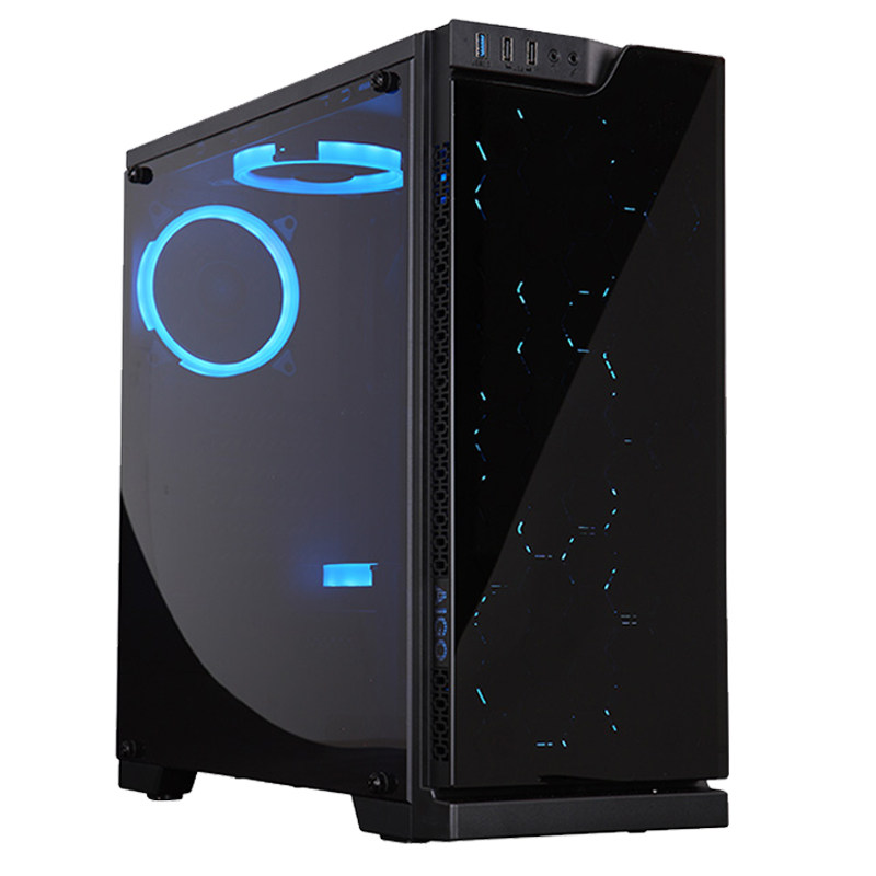 机箱aigo爱国者炫影台式机电脑游戏水冷主机玻璃机箱