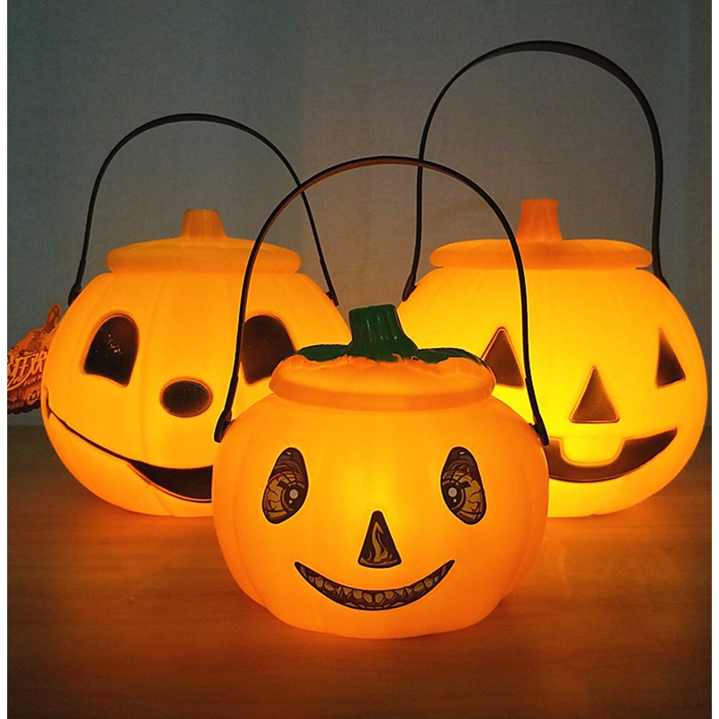 手提南瓜万圣节儿童装饰品道具发光唱歌幼儿园玩具南瓜灯