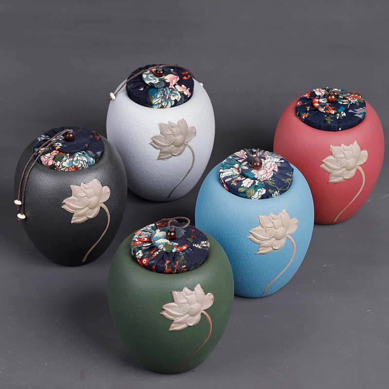 陶瓷土陶罐装茶叶罐家用罐小茶罐小罐复古小号茶叶罐