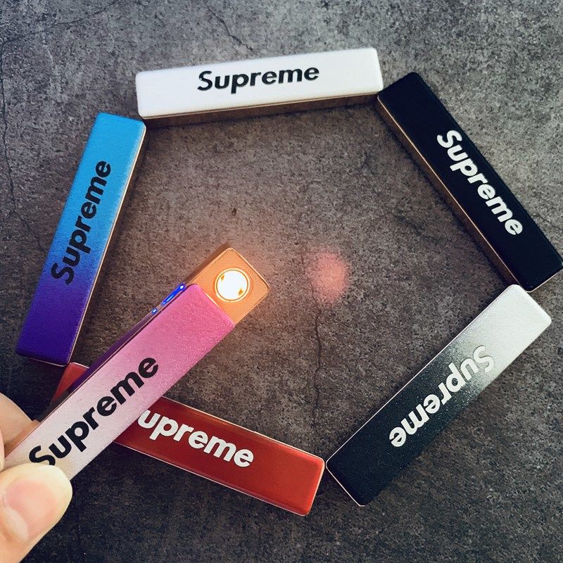 超薄网红潮牌usb打火机充电supreme创意个性火机充气打火机