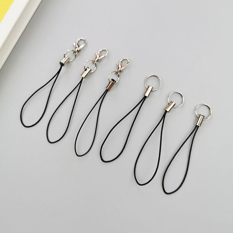 手机挂绳配件双圈小绳子通用加粗diy挂链地雷扣弹簧圈短绳飞机扣