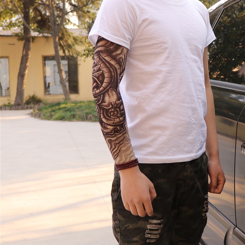 冰新刺青夏季 纹身k袖 套花臂衣袖 护袖 款 臂清爽加长小男款 个性