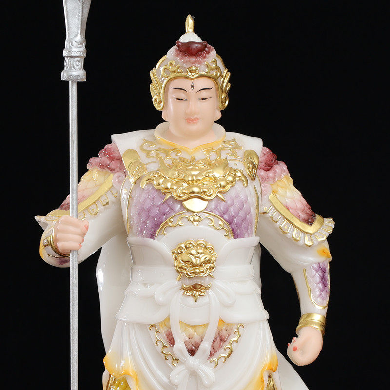 汉白玉二郎神神像显圣真君杨戬华光大帝佛像哮天犬摆件