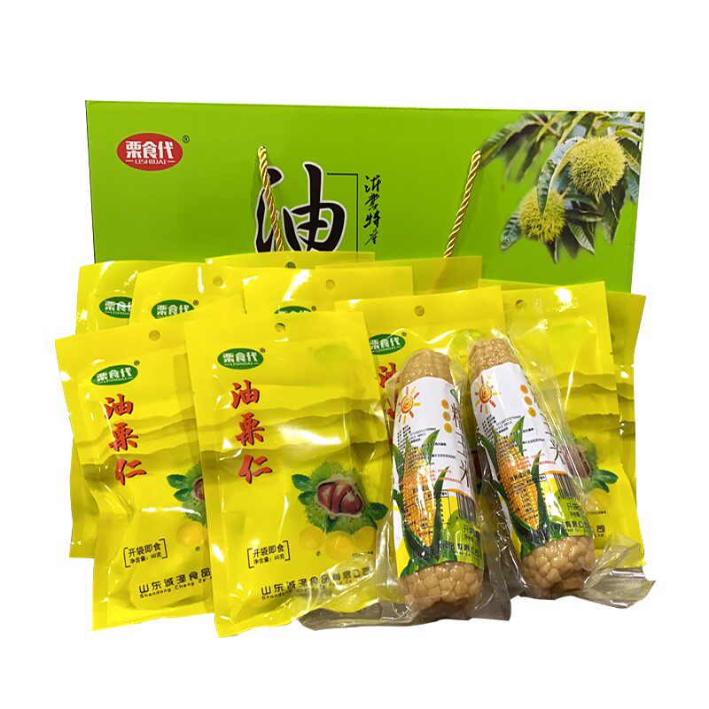 山东东临沂蒙山土特产食油栗仁去壳板栗礼盒盒装三角巾