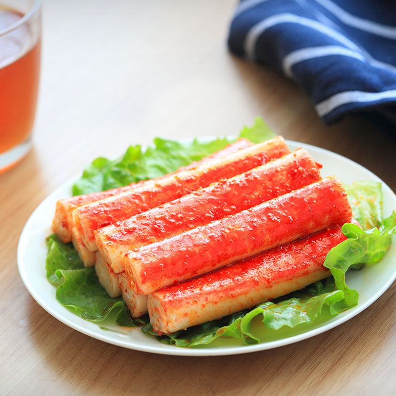 蟹柳手撕香辣蟹棒即食海鲜熟食蟹肉肉棒网红素肉