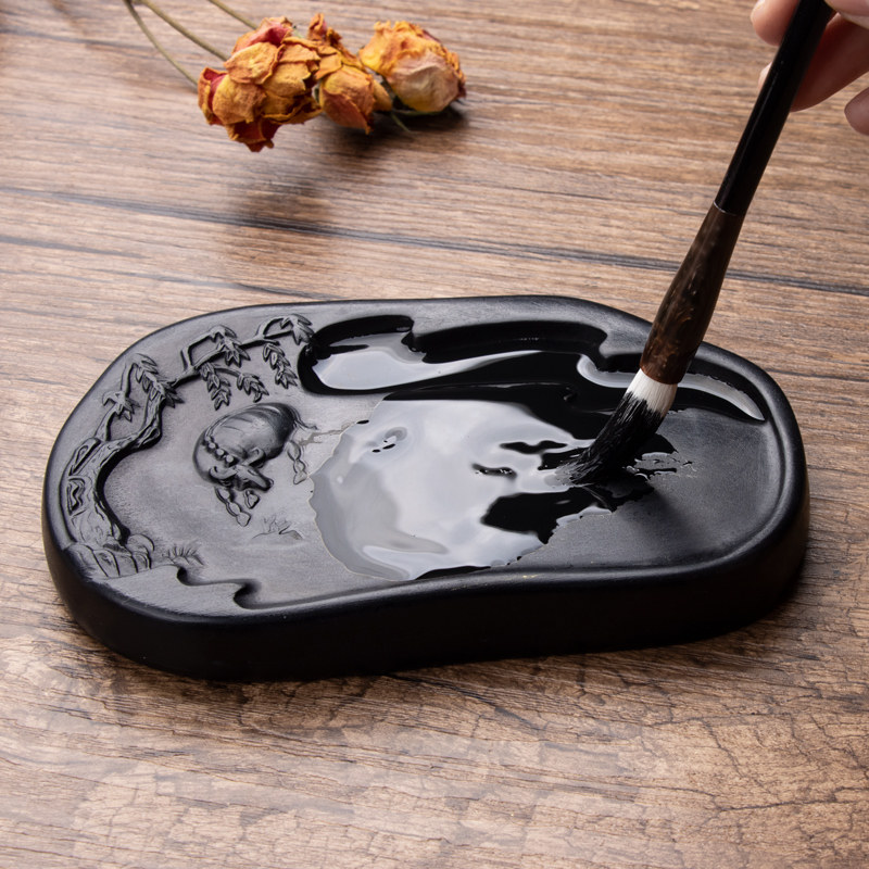 砚台砚澄实用石实用墨池天然小学生砚磨原石手工制文房四宝