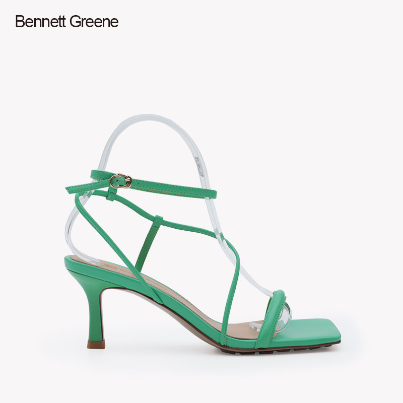 班妮特格林 时尚羊皮高跟凉鞋 2021年夏季新款细跟bg女鞋b1x1130a