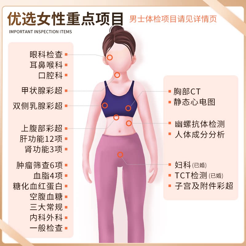 体检杭州套餐女士女性成人中青老年全身湘湖老年体检