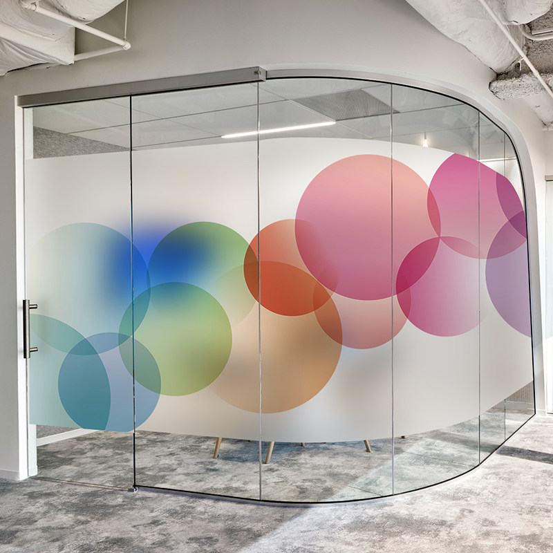 定制办公室uv磨砂静电防撞玻璃贴膜移门隔断玻璃膜