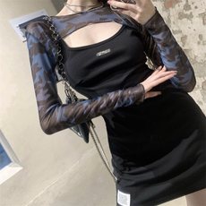 夏季镂空网纱薄款防晒扎染罩衫短款坎肩外搭辣妹长袖上衣潮 夏季镂空网纱薄款防晒扎染罩衫短款坎肩外搭辣妹长袖上衣潮