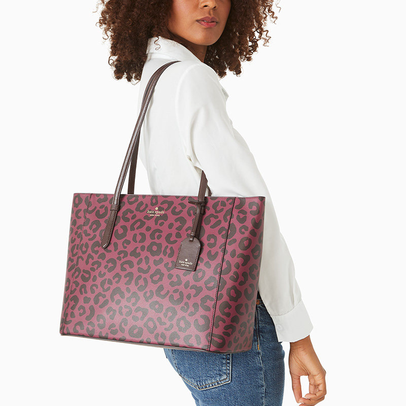 katespadeksoutlet豹纹中号托特包