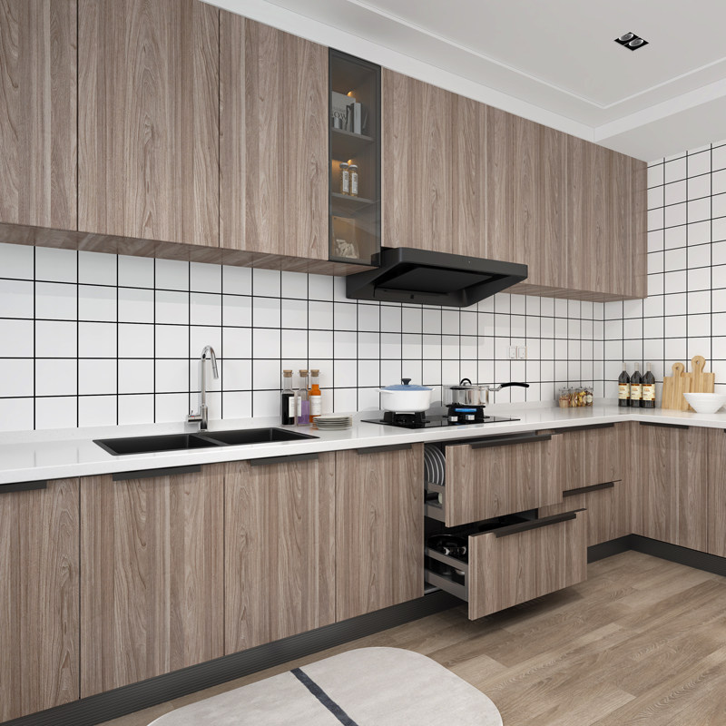 贴纸加厚韩版木纹橱柜柜门翻新自粘防水防潮墙贴