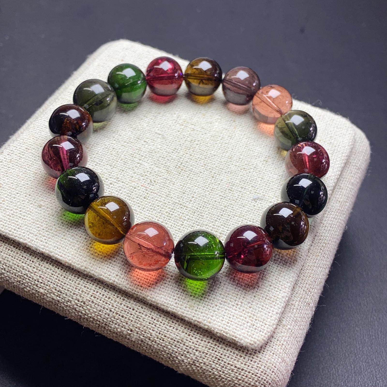 日本手串手链深色糖果彩虹石彩虹巴西旺夫碧玺手链