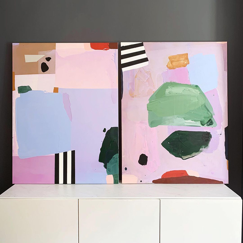 yeahart抽象色块手工装饰画创意手绘油画入户玄关油画